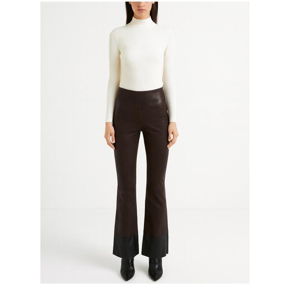 SPRWMN Lamb Leather Colorblock Flare Pants - Picture 1 of 14